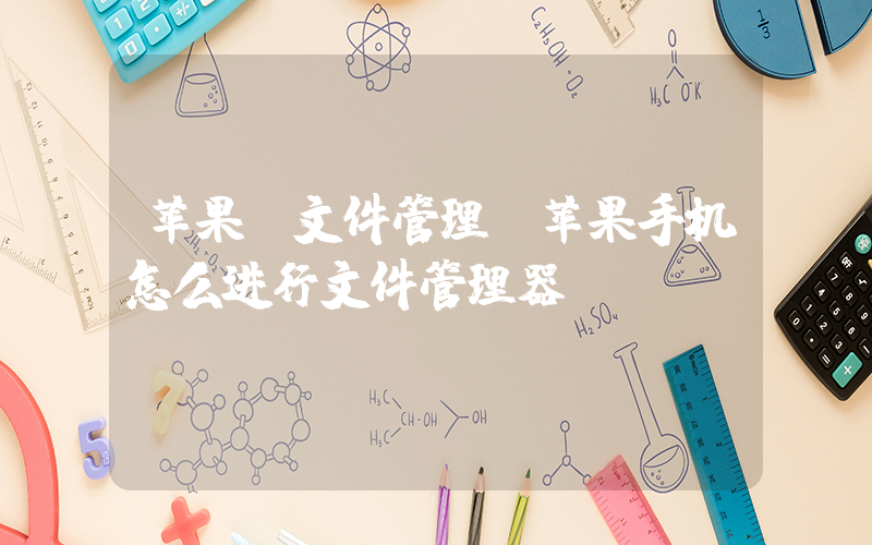 苹果 文件管理(苹果手机怎么进行文件管理器)